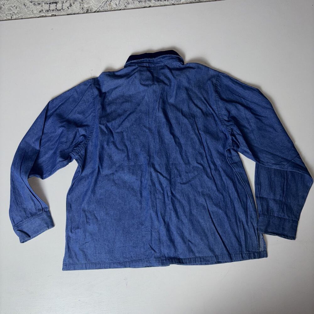 Vintage Christmas Denim Shirt Tantrums Button Up Size XL Snowmen Chambray NWOT - Picture 6 of 6